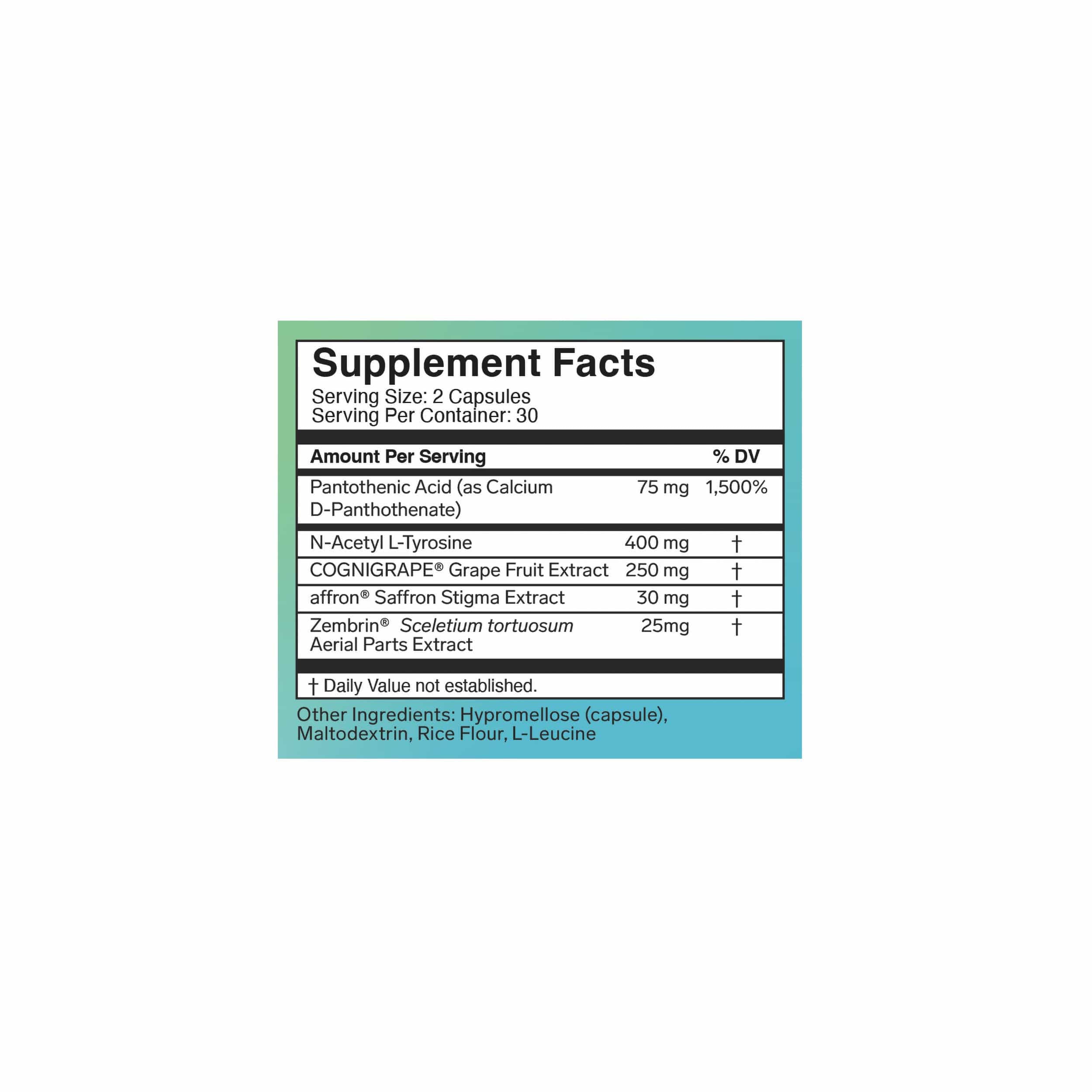 Kinetiq Renew Gel Capsule Supplement Fact Panel